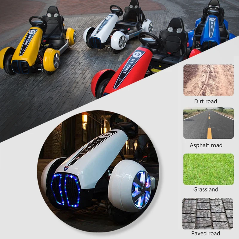 High Quality Electric Go Cart Off Road 4 Wheels Mini Racing Go Kart With Flashing Lights And Music