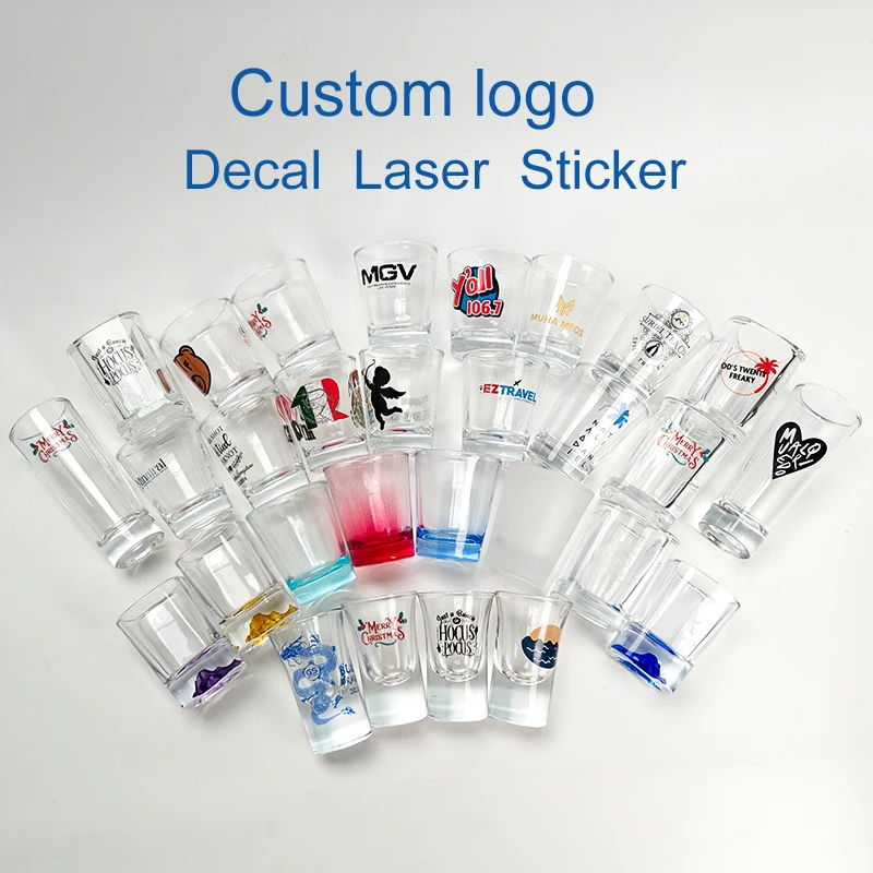 Free Sample Custom Shot Glasses Roast Flowers Laser Carved 1.8oz 55ml Shot Glass square Cup Mini Coffee Cup for bar