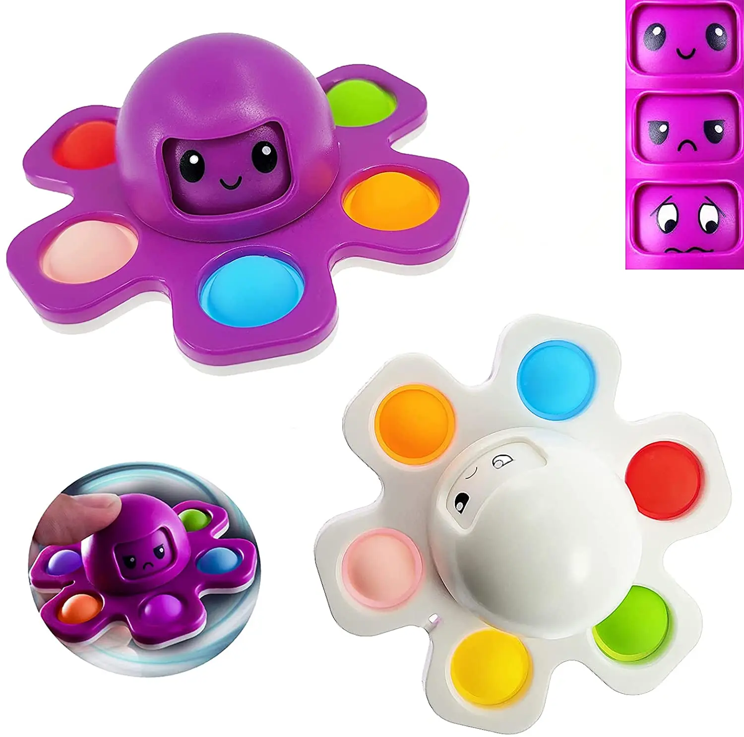 Amazon Hot Sale Stress Relief Mood Octopus Rotatable Fidget Sensory Pop Octopus Spinner Toys