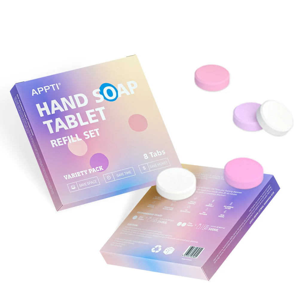 8pcs Eco Friendly Hand Soap Tablet Refill Foam Soap Liquid Hand Wash Effervescent Tablets