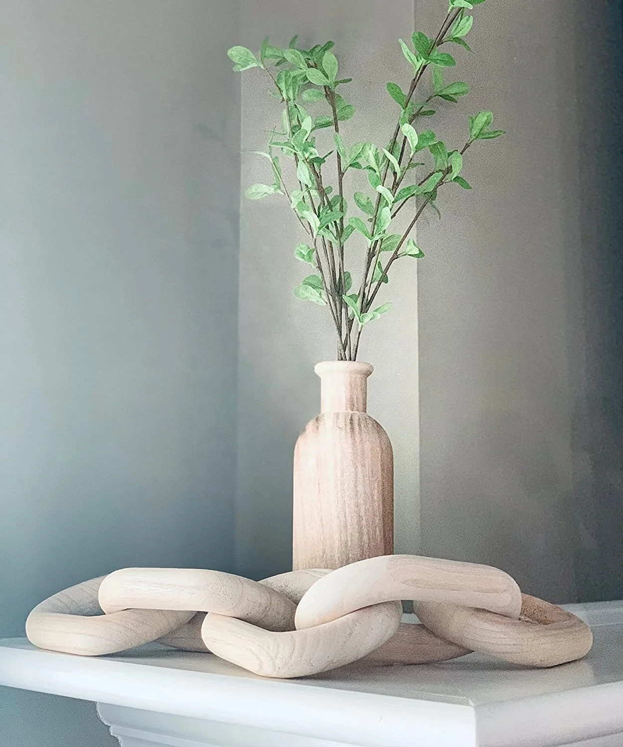 Wood Chain Link Wood Mantle Decor 5 Wood Chain Links Rustic Modern Home Decor  Natural Wood Decor, Entryway Decorations, Modern Decor