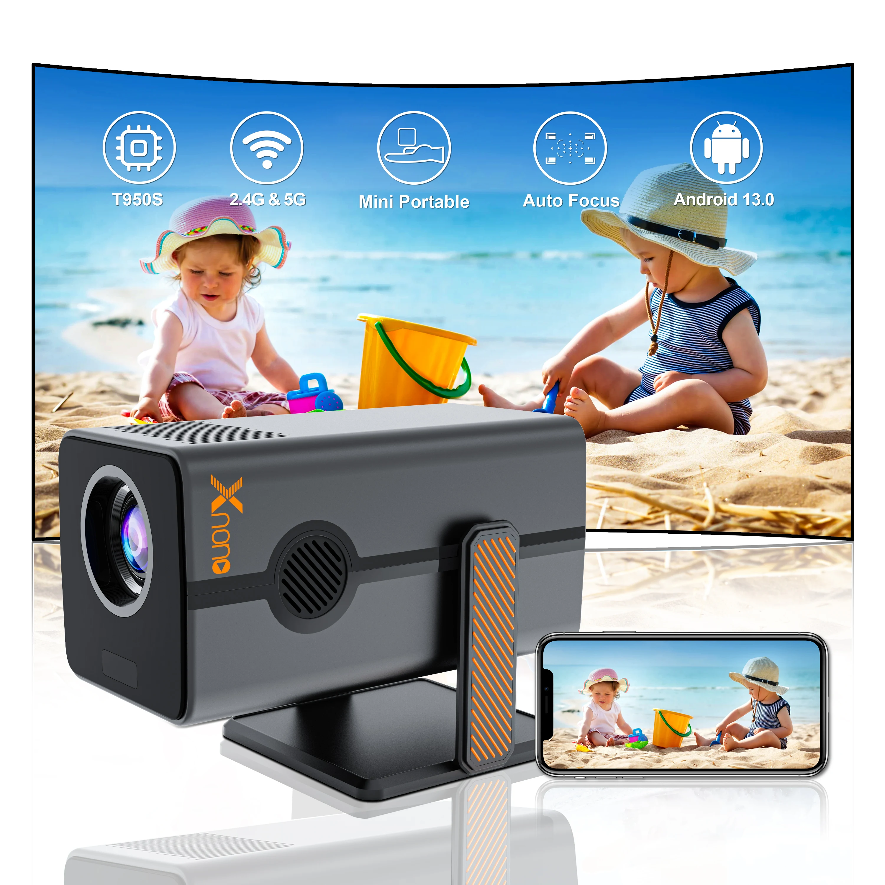 XNANO NEW HM103 Smart Portable Projector Android 13 Auto Focus WIFI LCD 4K Video 1080P Home Theater Proyector Mini Projectors