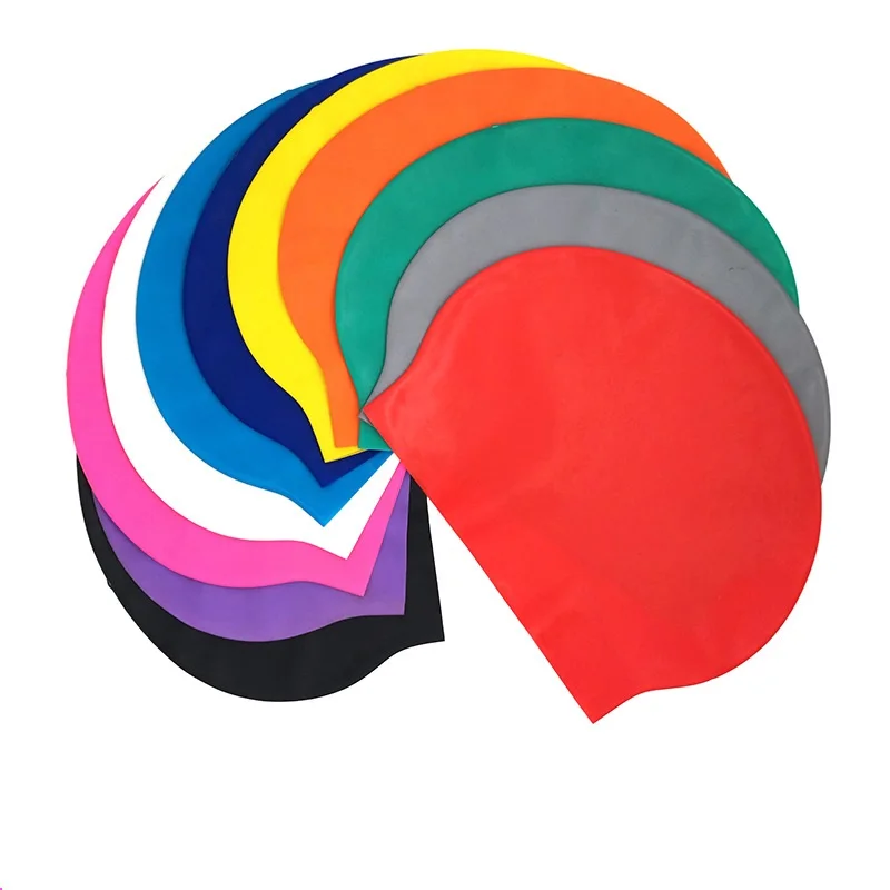 Solid Color Latex Swim Hats (Unisex, One Size Fits Most) for Indoor and Outdoor Swimming