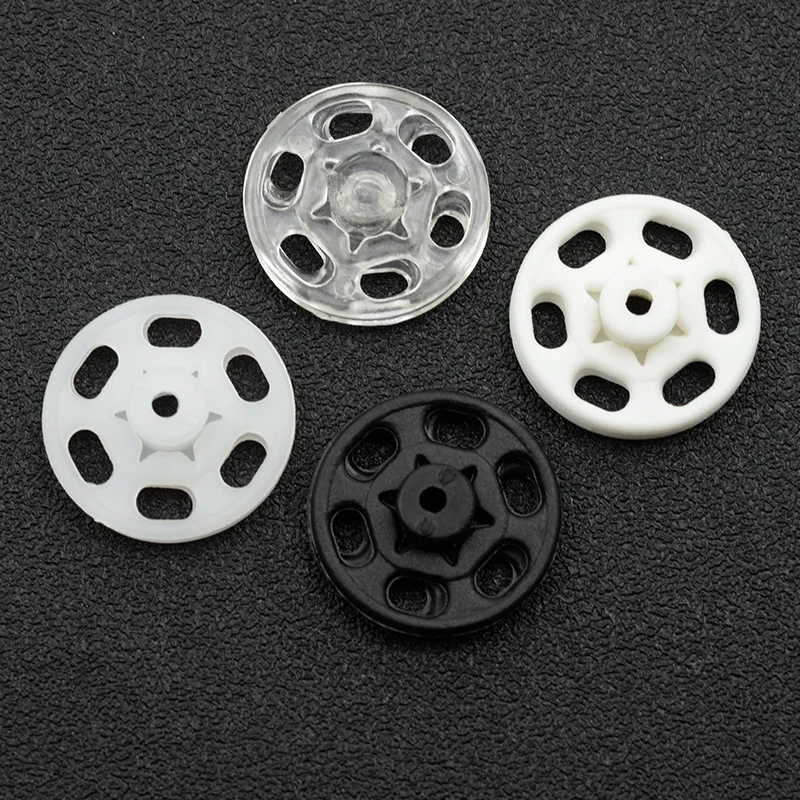 White Transparent Clear Round Square Sewing 2 Parts Press Plastic Snap Buttons
