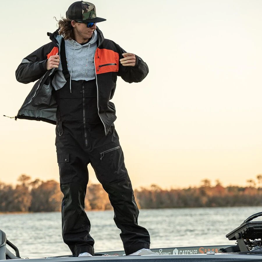 Mens Outdoor Fishing Clothes Multi Pockets Utility Black Waterproof Sailing Suit