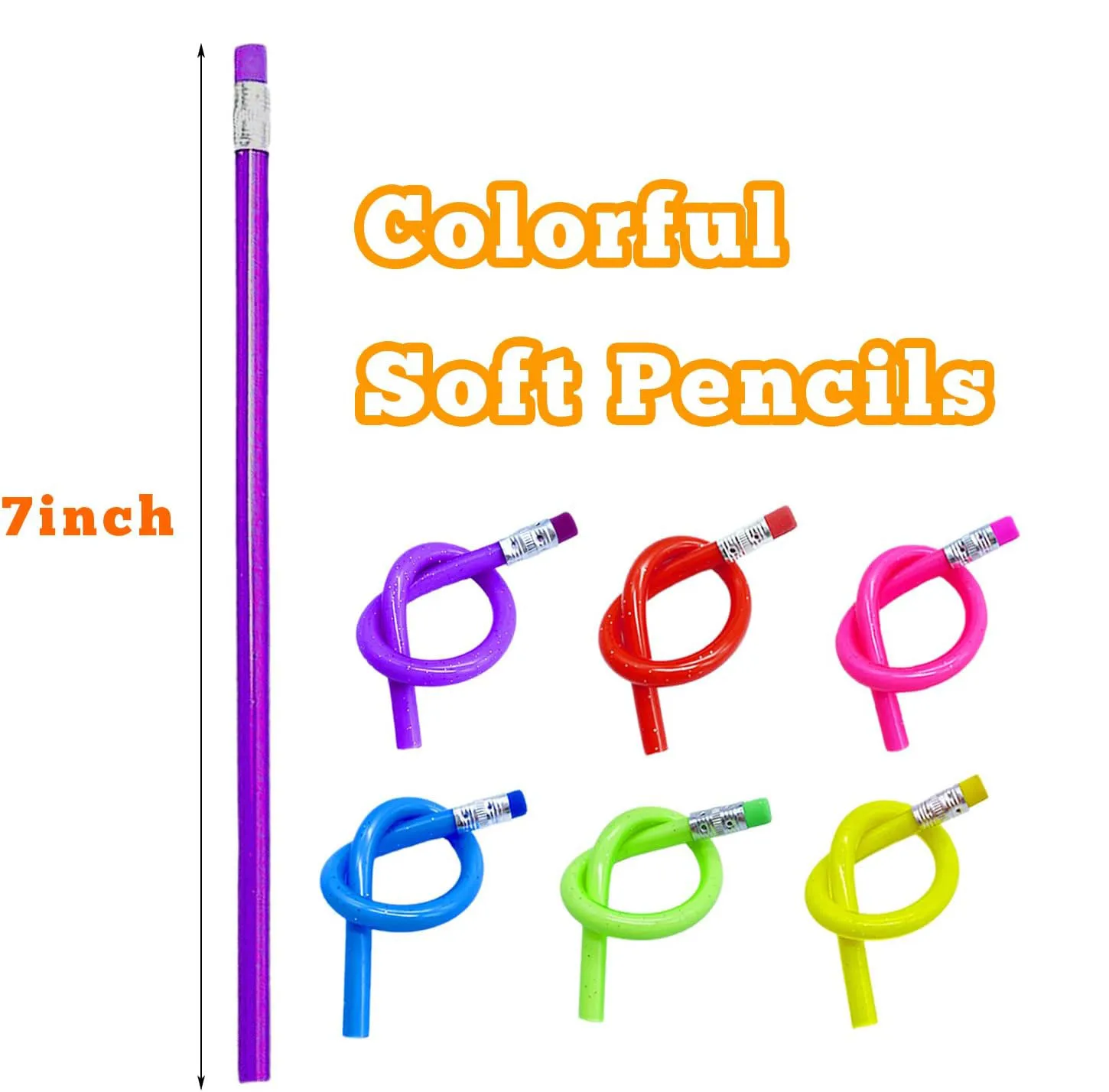 Back to School Gifts Flexible Soft Pencil Multi-Colored Magic Bendable Pencils with Erasers for Classroom Supplies