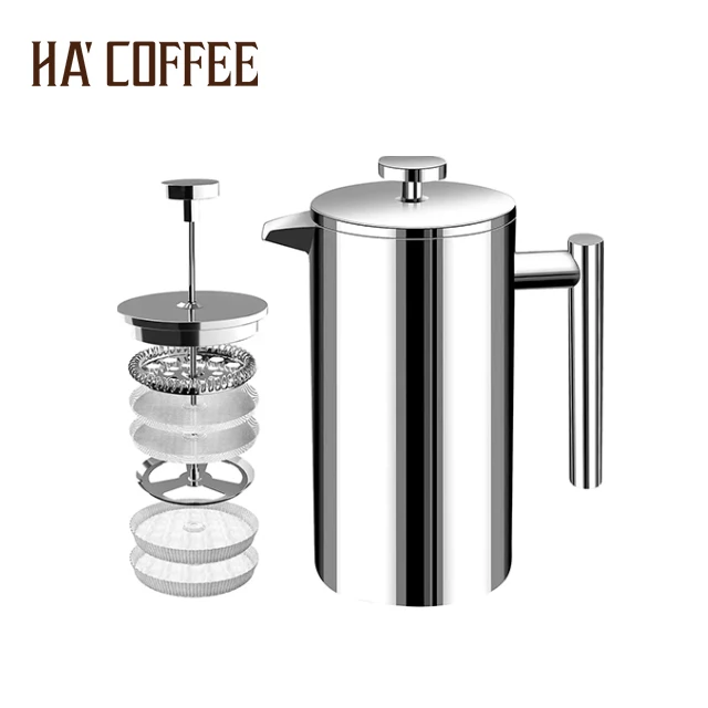 Stainless Steel Espresso Coffee Machine High Quality Double-Wall Insulated Coffee Maker French Press Pot 1000ml