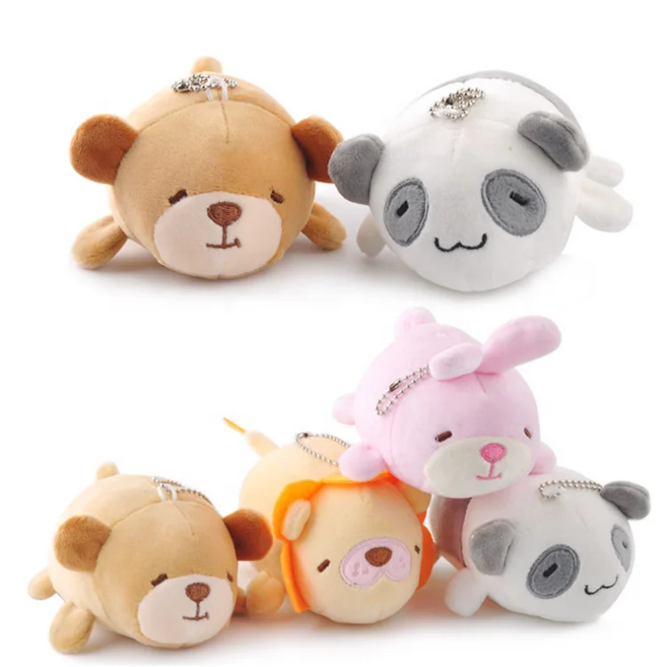Custom small size cute plush keychains dog panda lion rabbit stuffed animal plush keychain toy