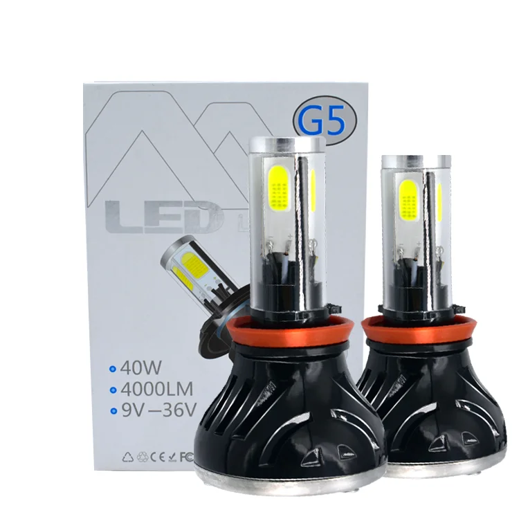 Factory wholesale G5 80w led headlight H8/H9/H11 4-side led modified bulb 6500K 8000LM  auto led headlight for all car
