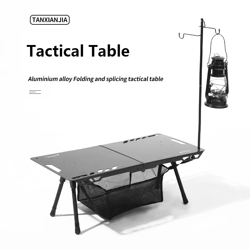 KingGear Outdoor Camping IGT Tactical Table Aluminum Alloy Picnic Table Lightweight Folding Table with Lamp Holder