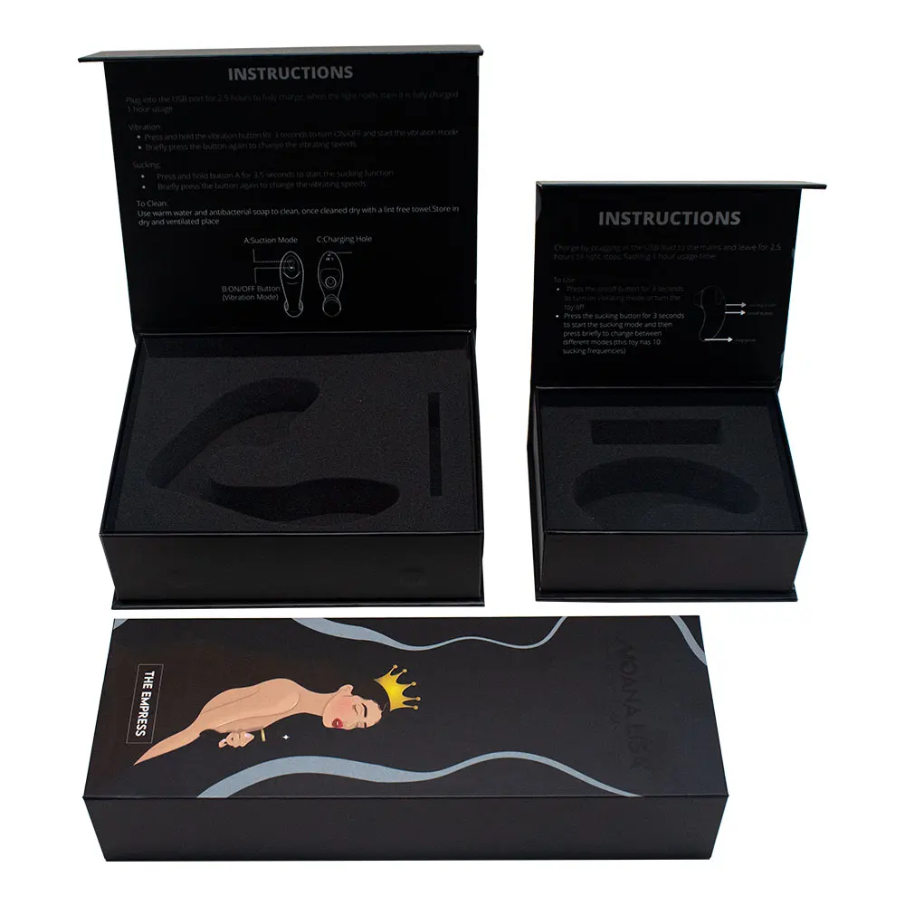 GMI Wholesale sex toys storage gift boxes custom logo packaging adult products Lid and Base paper boxes with black foam