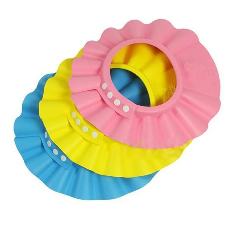 Children Waterproof Shampoo Cap Adjustable Size Cartoon Bath Cap Silicone Baby Shower Cap