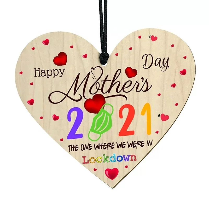 
2021 cheap price wood heart shaped slices pendant mothers day wood 