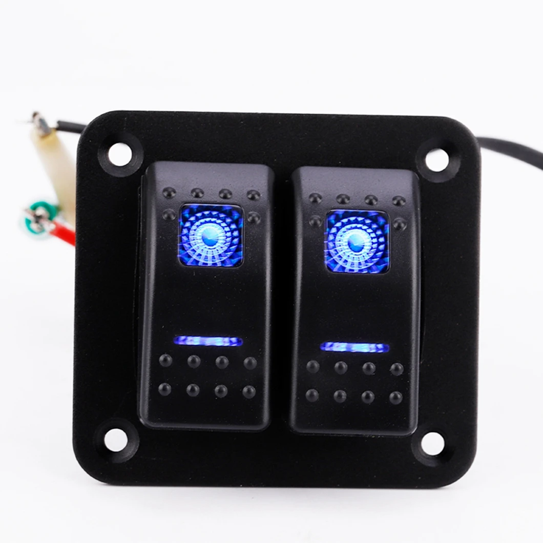12/24V 2 Gang LED Toggle Switch Panel ON-OFF Rocker Switch Panel Waterproof Double Light Switch for Marine Caravan RV