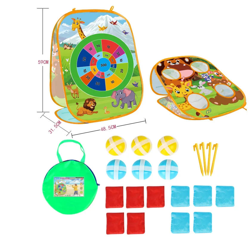 Animal Portable Bean Bag Toss Game Toy Folding Double Side Outdoor Toss Game With Sand Bag Family Party Party Supplies for Kids