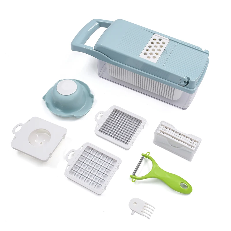 All in 1 - Vegetable Chopper With Container Cheese Grater Hand Crank Onion Mincer Vegetable Cutter, Dicer, Egg Slicer