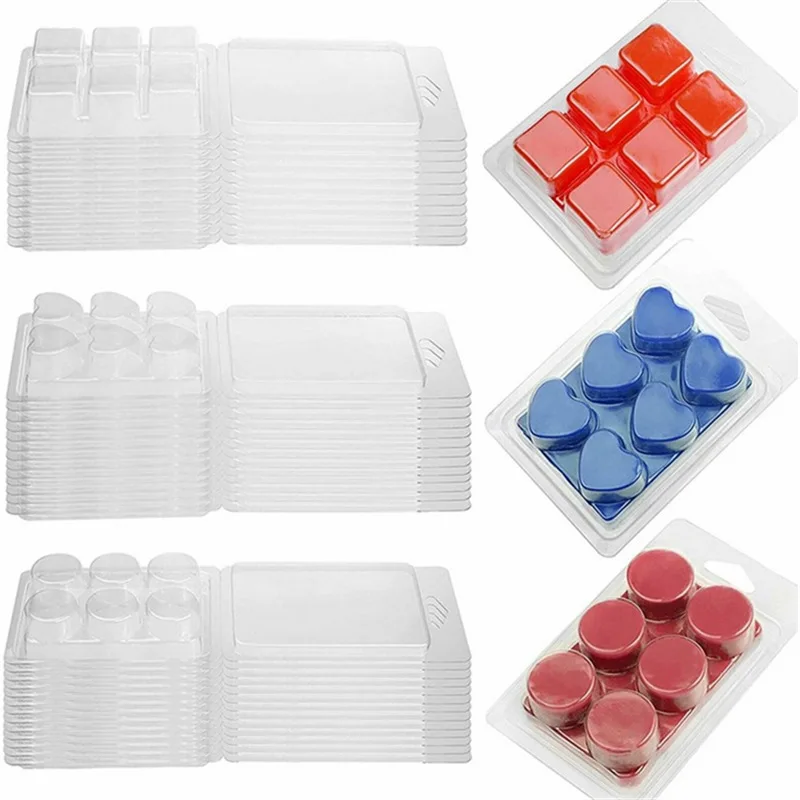 KS Custom Wax Melt Containers DIY Candles Making Mold 6 Cavity Round Clamshells for Tarts Wax Melts Blister Plastic Box
