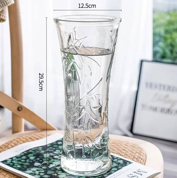 Large Tall Thin Crystal Glass Vase Office Decor Clear Glass Flower Pot Cute Home Creative Beautiful Elegant Glass Arrangement