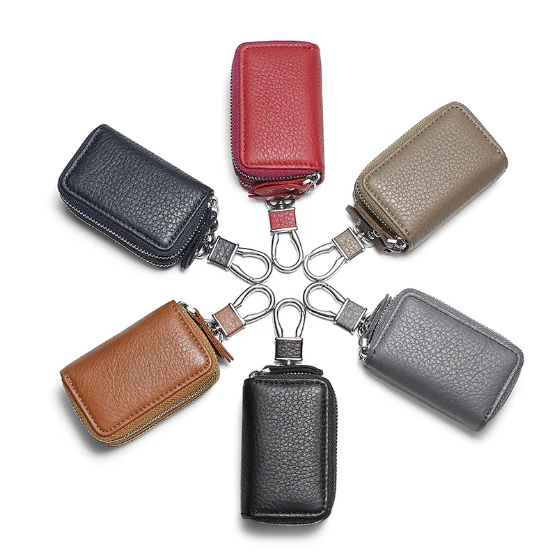 KBW220 2023 Waterproof Genuine Leather Car Key Case Head Layer Cowhide Car Remote Control Protection Leather Case Lock Key Case