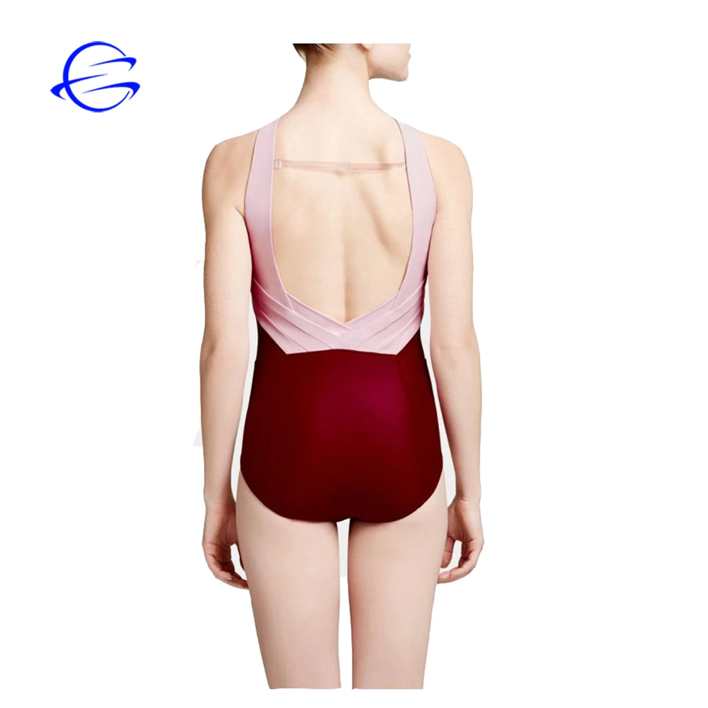 Simple Style Sleeveless Thong Women Dance Leotard for Stage Performance