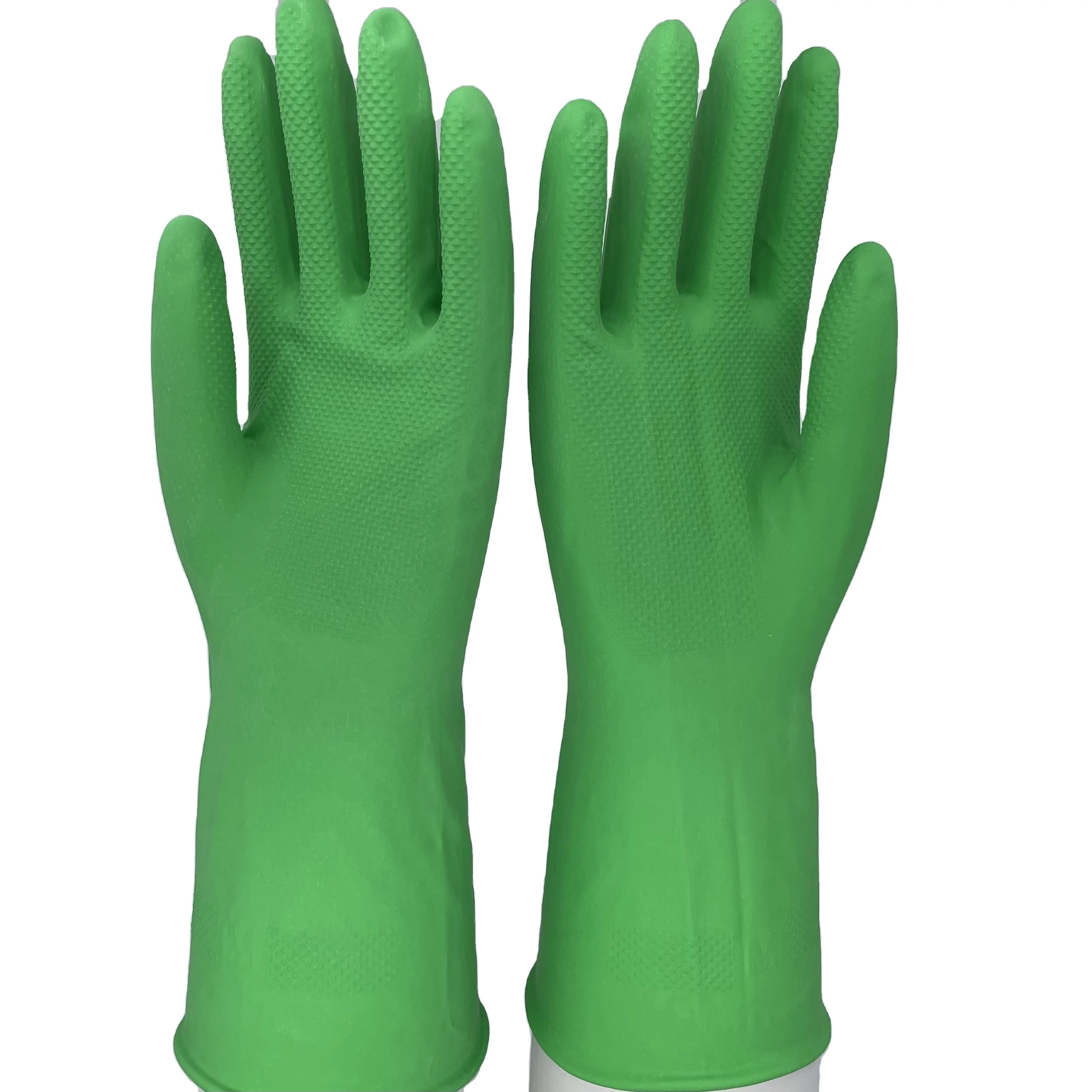 High Quality Natural Green Latex Household Gloves Rubber Kitchen Washing working Rubber Gloves
