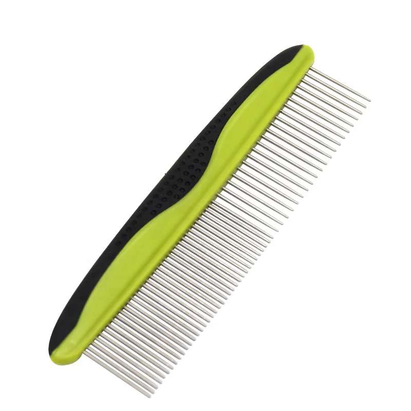 Factory Wholesale Two Density Teeth Green Cat Hair Removal Comb Pet Dog Needle Grooming Comb