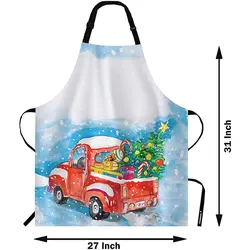 Wholesale Men and Women Merry Christmas Cartoon Car Custom Kitchen Christmas Aprons with Adjustable Neck