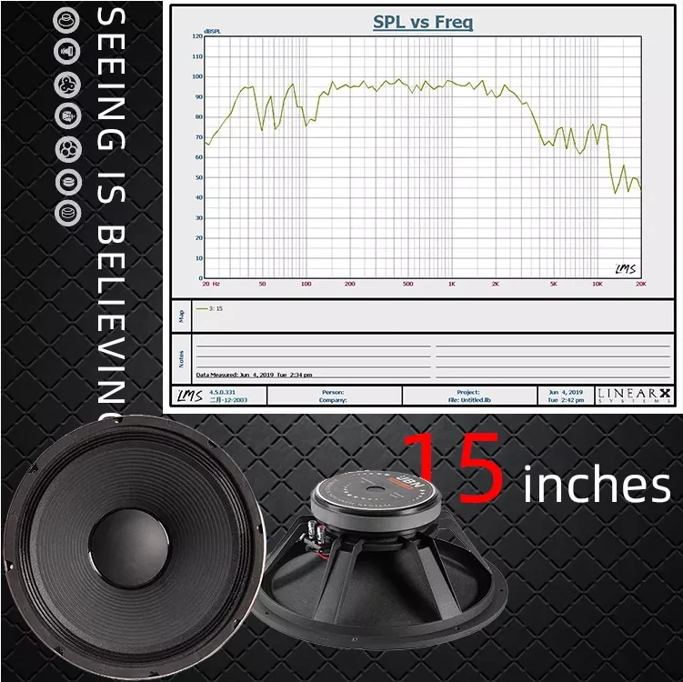 High-power dual 15-inch stage subwoofer speaker with BT