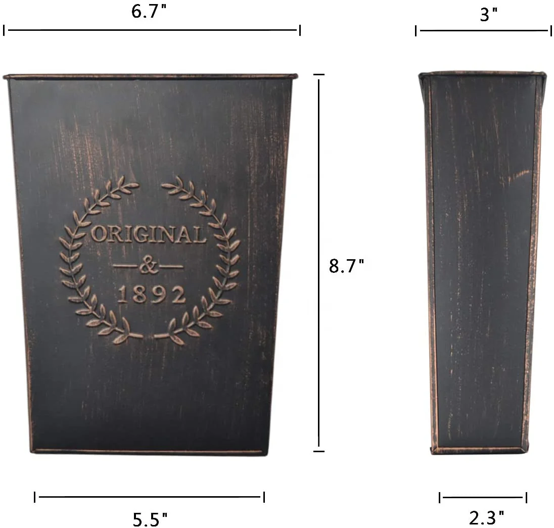 2023 New Design Rustic Metal Wall Planter Country Home Hanging Wall Vase Pocket for Plants Flower Indoor or Outdoor Farmhouse