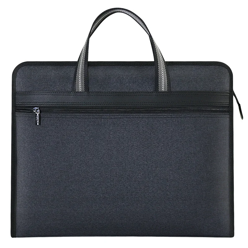 Hot Sale QQgift OEM Custom File Bag Oxford A4 Handheld Information Bag Business Zipper Bag Conference Large Capacity Briefcase