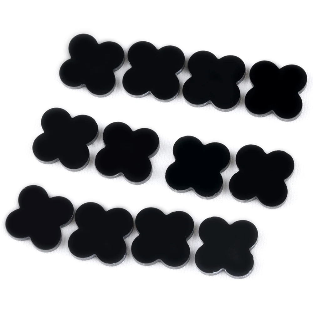 Wholesale 1mm Thickness Four Leaf Clovers Black Onyx Double Side Flat Natural Black Agate Clover Stone for Jewelry Making