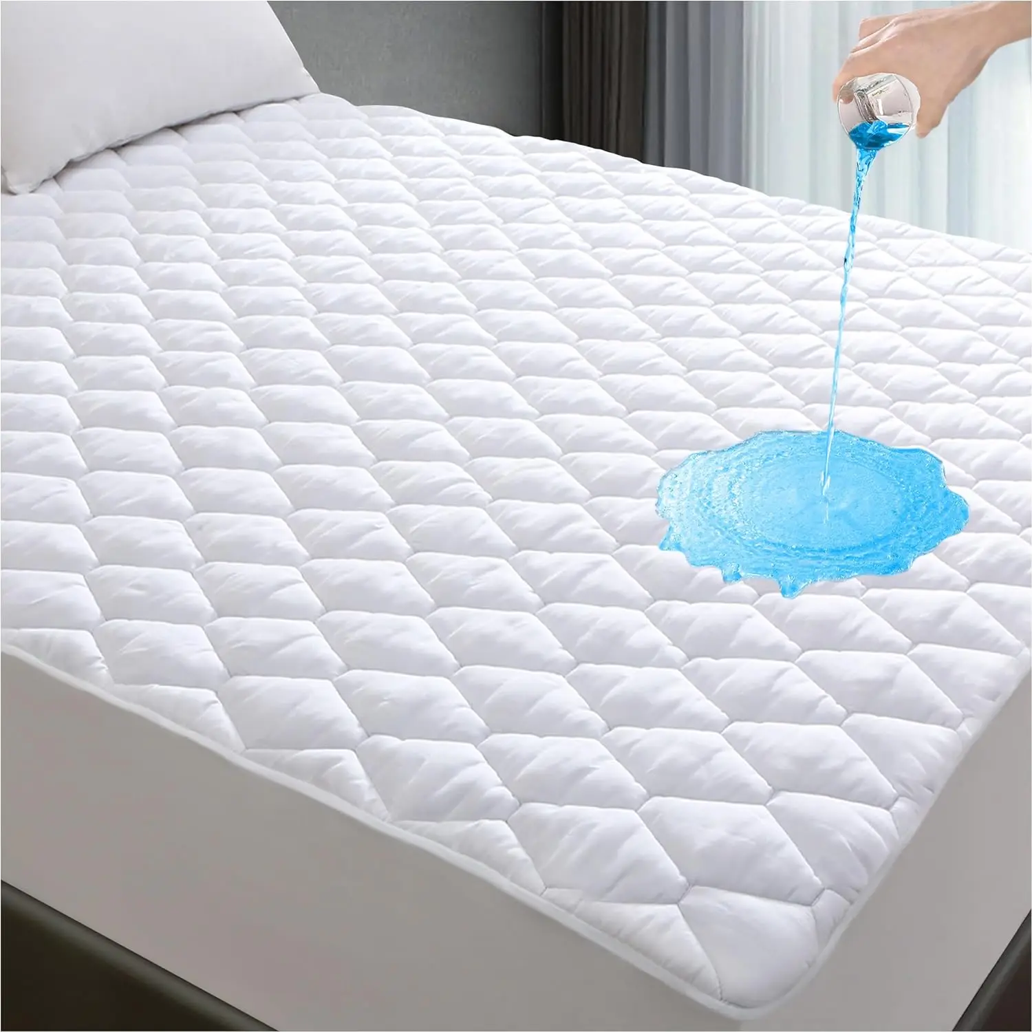 100% Waterproof Mattress Protector Breathable Cooling Bamboo Viscose 3D Air Fabric Mattress Cover Soft Noiseless Bed Cover