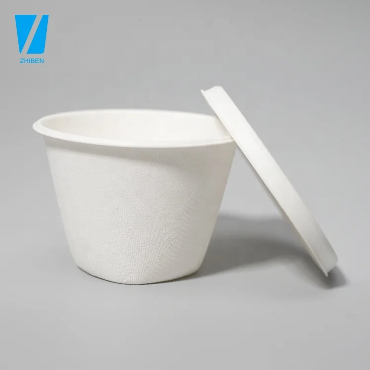 Custom Food Packaging 2Oz 4Oz Disposable Tiny Biodegradable Bagasse Paper Sauce Cup Ketchup