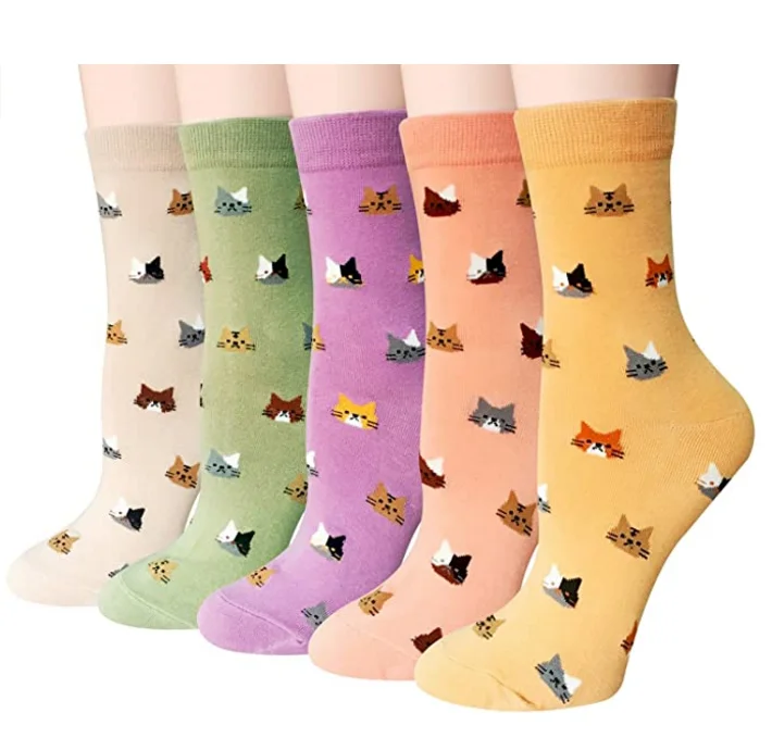 China Socks Factory Sweat Compression Cute Animal Cat Pattern Cotton Plain Spring Winter Women Socks