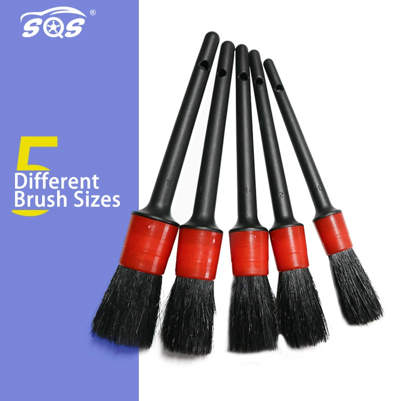 
Auto Cleaning Long Hair Black Red Brush Car Detailing Wheel Interior Detail Brushes for Car Wash 
