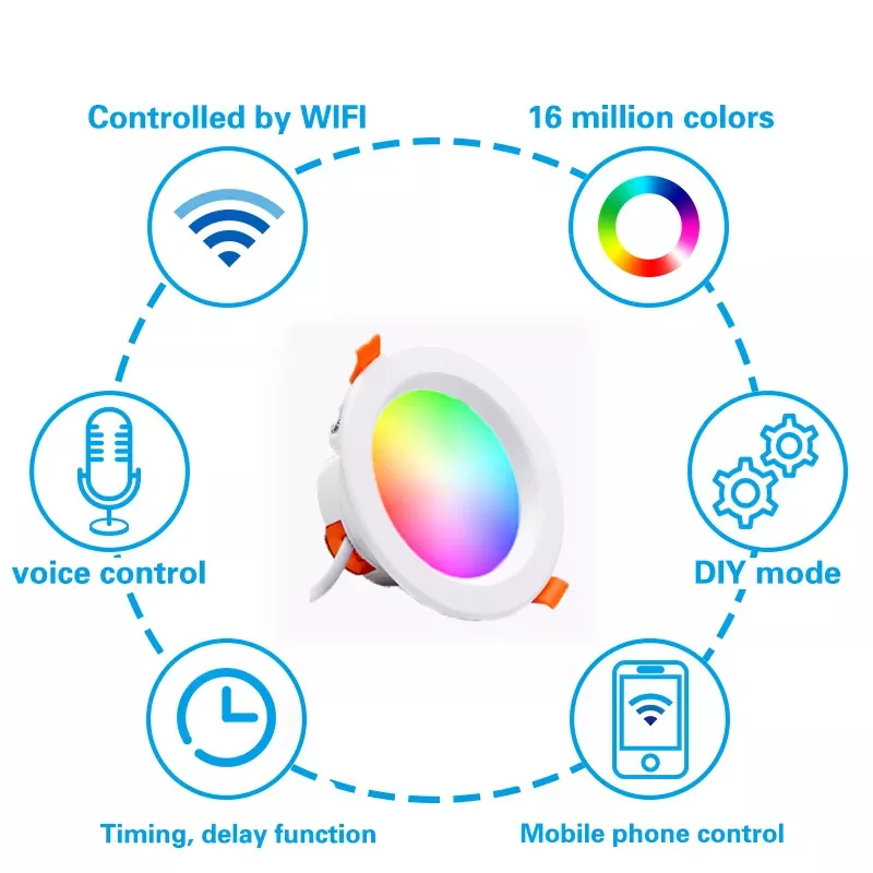 Tuya WIFI mini down lighting cctrgb smart led ceiling light 6W 12W Small downlight rgbcct gimble colour Alexa Control Music Sync