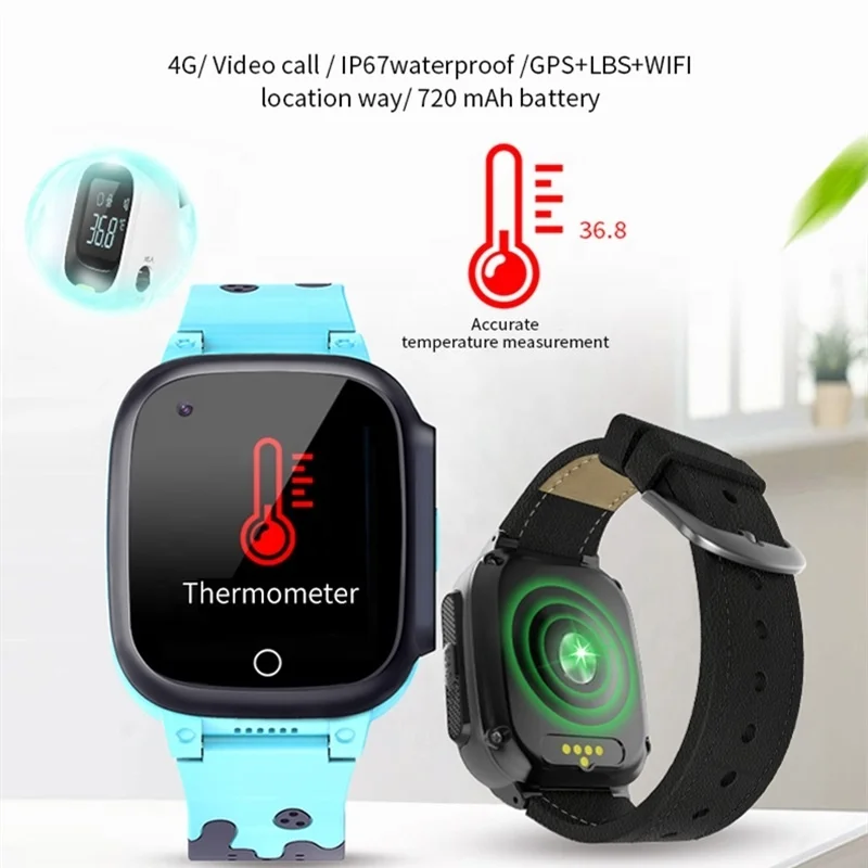 AISHI Y95T Thermometer 4G Kids Smart Watch GPS Tracker WiFi Temperature Wristband Waterproof Video Call Smartwatch Voice Chat