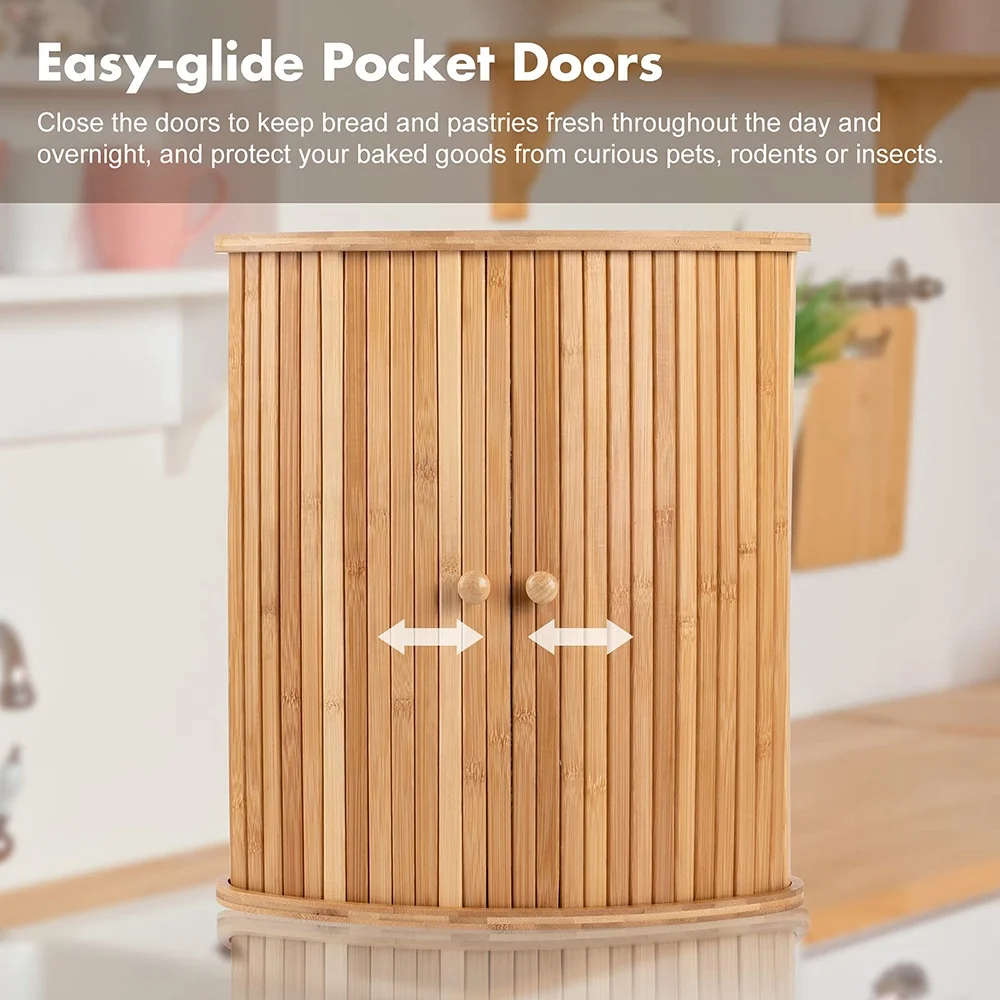 FLYWOD bamboo box luxury kitchen countertop bamboo storage box organizer luxury bamboo bread box