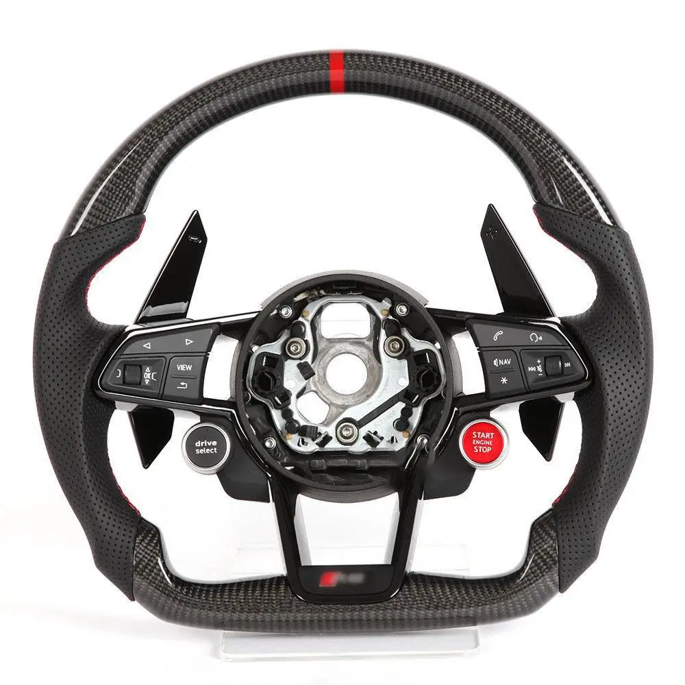 Private custom interior accessories genuine carbon fiber steering wheel for audi tt r8 rs5 rs6 rs7 rs3 rs4 rs5 a3 a6 s4 s5