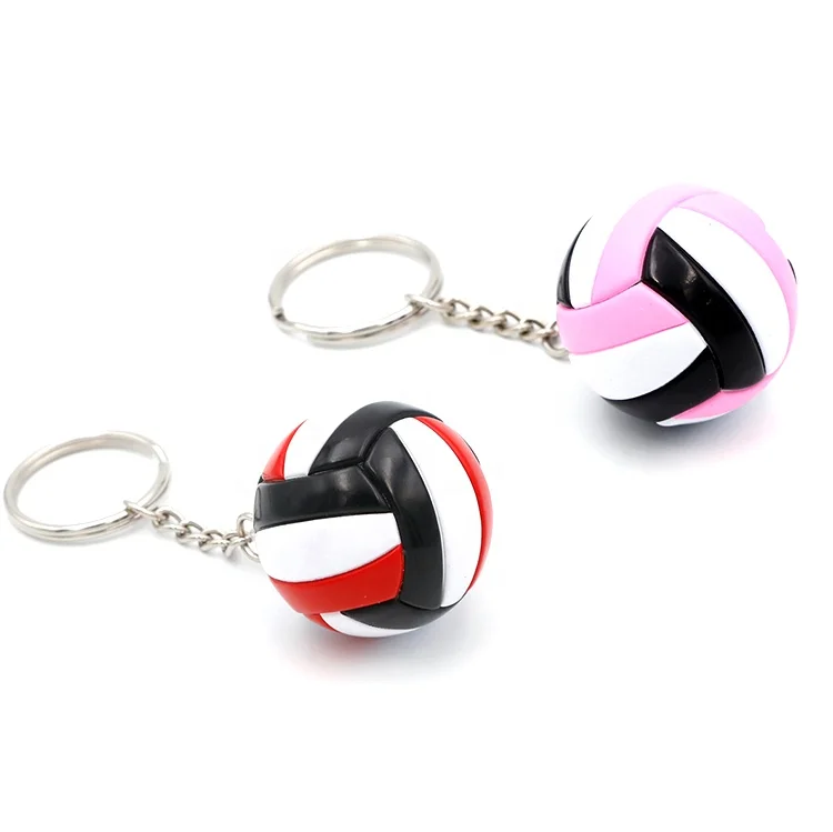 Cheap mini sports souvenir gifts keychain custom volleyball shape print logo ball keychain wholesale