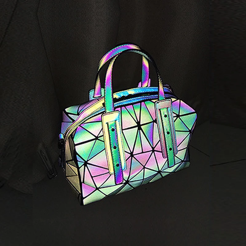 Женский вечерний Модный Роскошный дизайнерский Радужный светоотражающий клатч через плечо с геометрическим узором