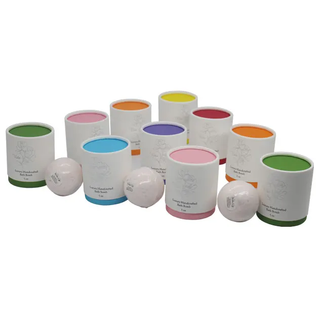 eco-friendly handmade soap cardboard cylinders packaging luxury design paper tube for bath bomb packaging