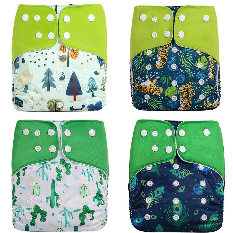 4pcs/pack Free Sample Baby Washable Cloth Diapers Adjustable Reusable Nappies Factory Price Cloth Diaper