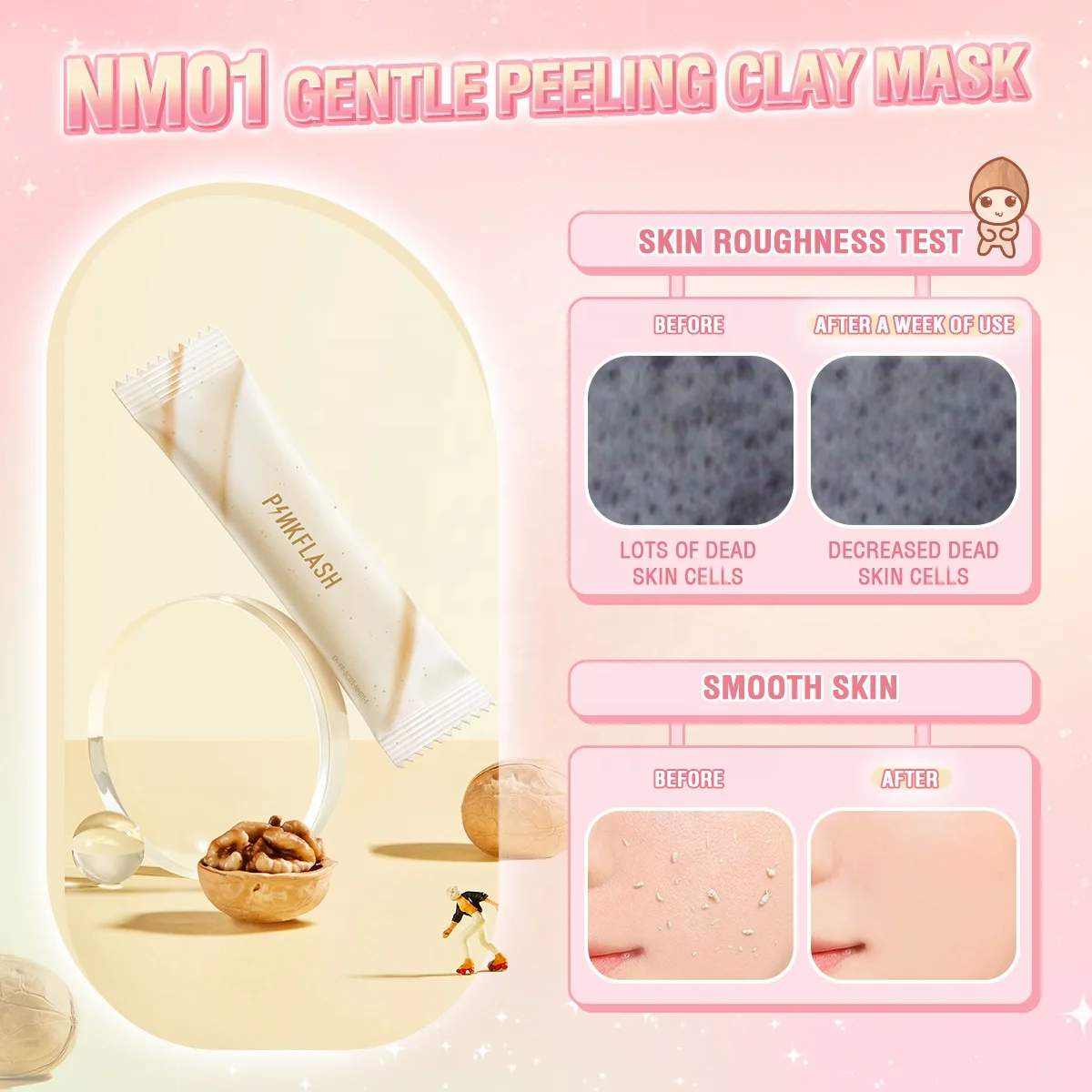 PINKFLASH PF-SC03 Face Skin Care Cleansing Mask Purifying Clay Cream Face Mud Mask Stick