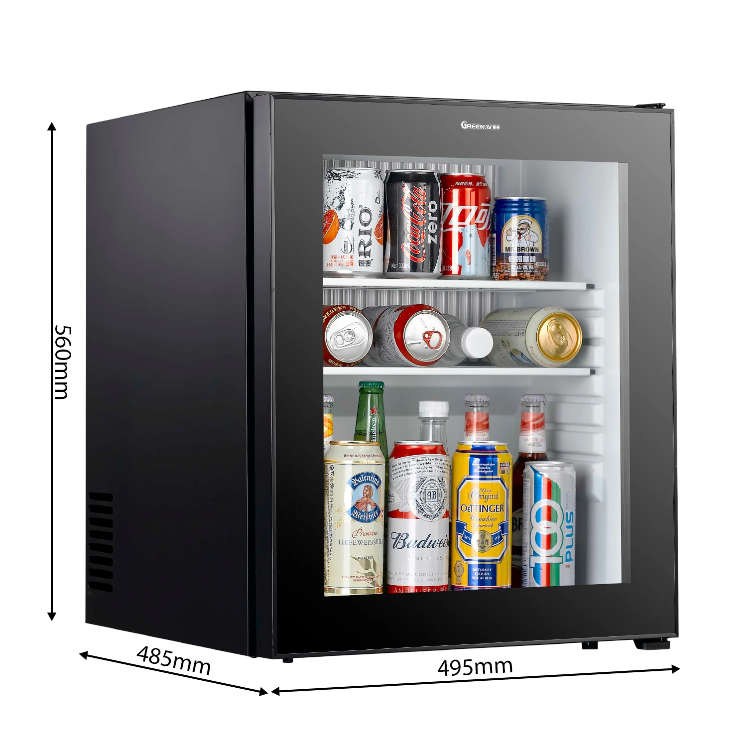 60L counter beverage cooler front glass door silent refrigerator independent beverage mini refrigerator