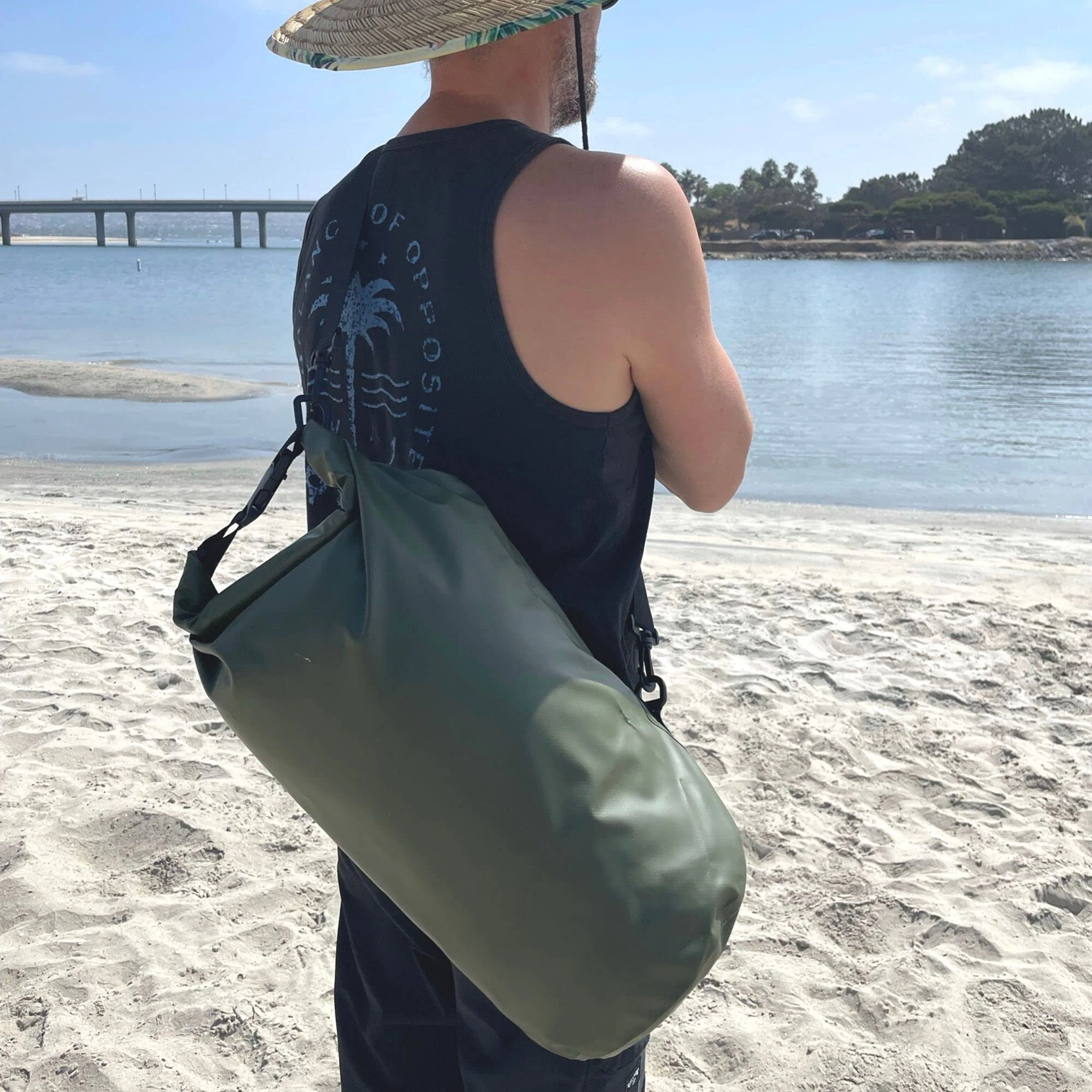 Portable Waterproof Bag Transparent Window Plaid PVC Portable Single Shoulder Dry Bag For Swimming Drift Bag