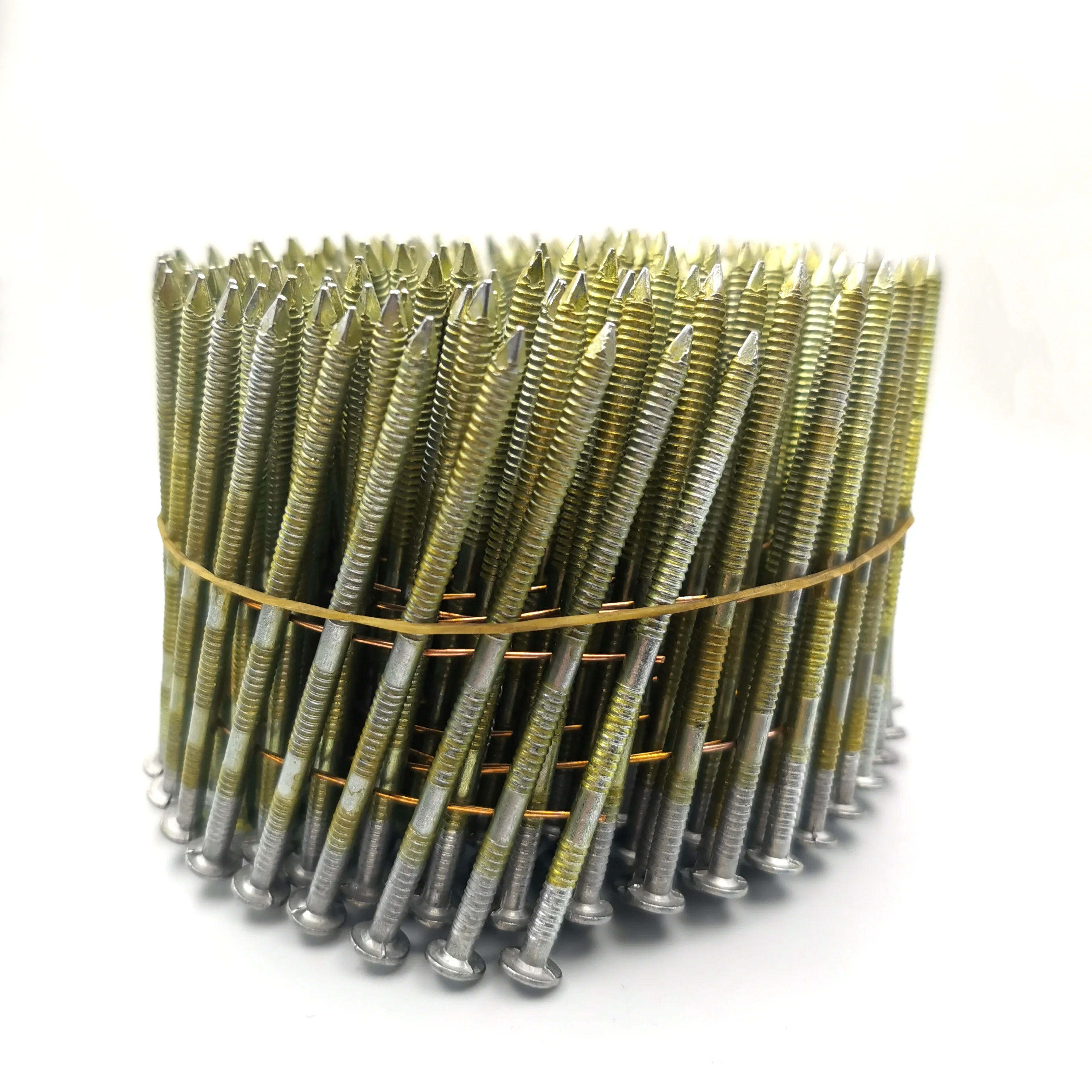 Factory supply High quality Yellow Galvanized coil roofing nail for roofing nail gun