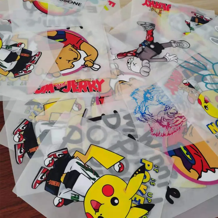 Cheap Sticker Wholesale Custom Printing Cartoon Logo Plastisol Heat Transfer Labels For Adult Kids Clothes