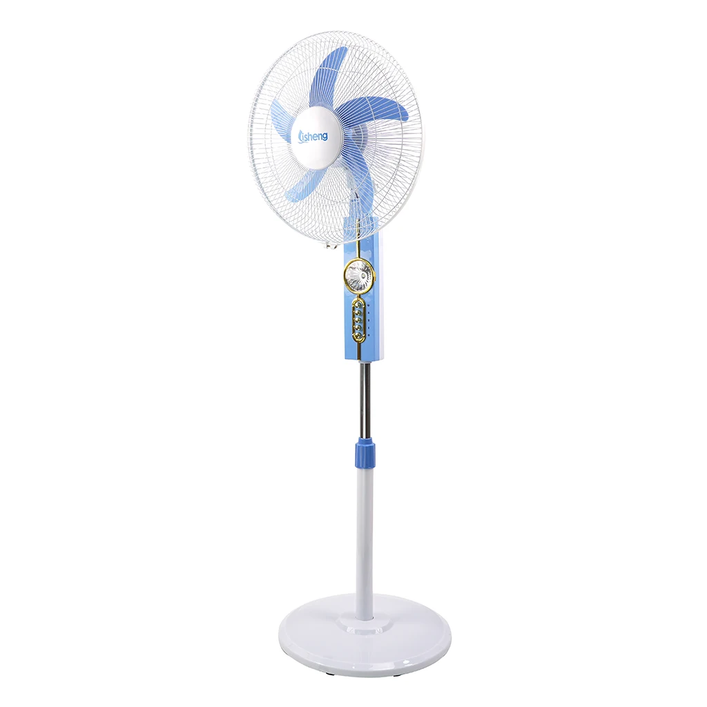 Energy saving AC/DC solar  energy stand  fan 12V DC motor portable summer  stand fan with solar panel  and led light