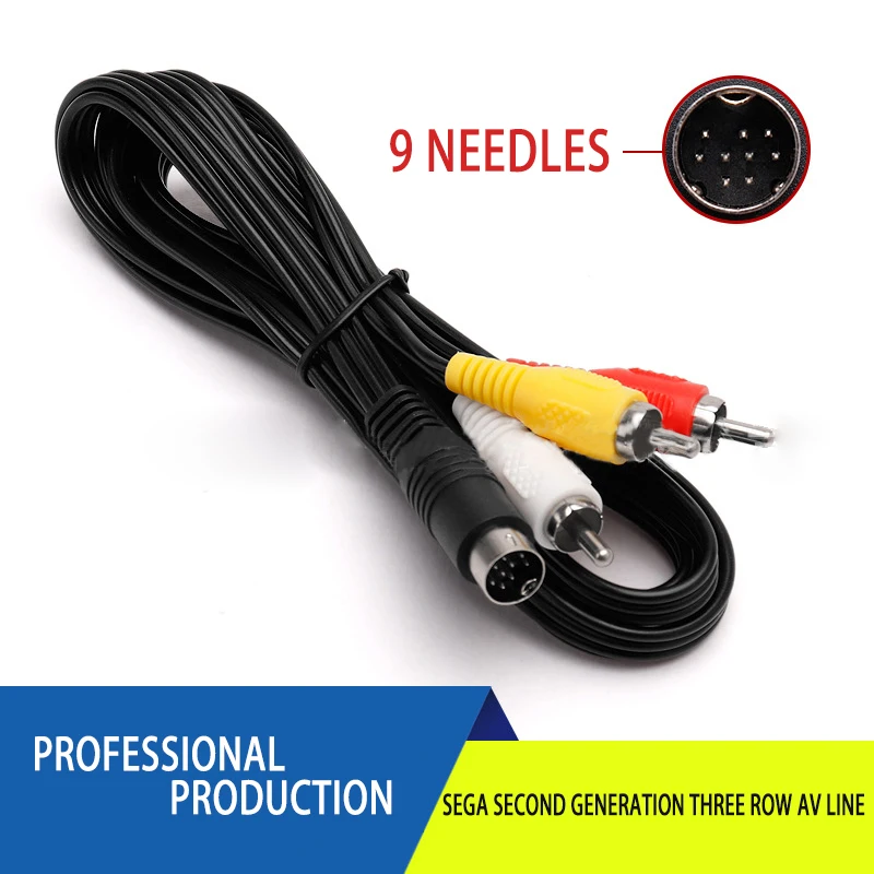 Hot Sale Durable 9Pin 1.8M 6ft Audio Video AV Cable For Sega Saturn AV RCA Connection Cord